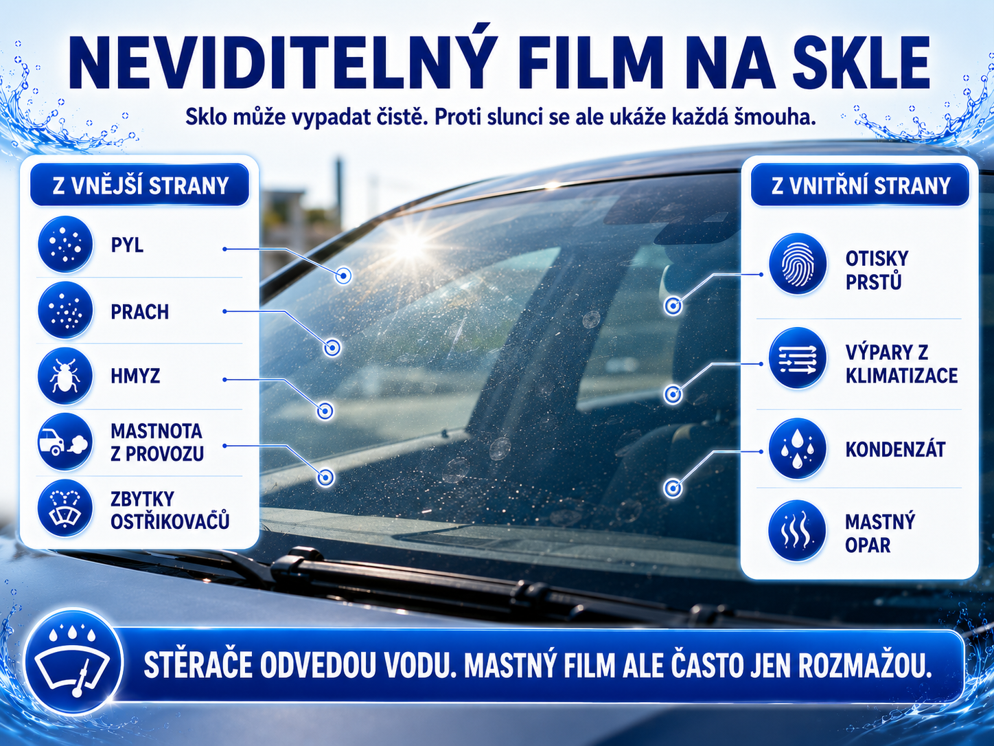 nečistoty na skle